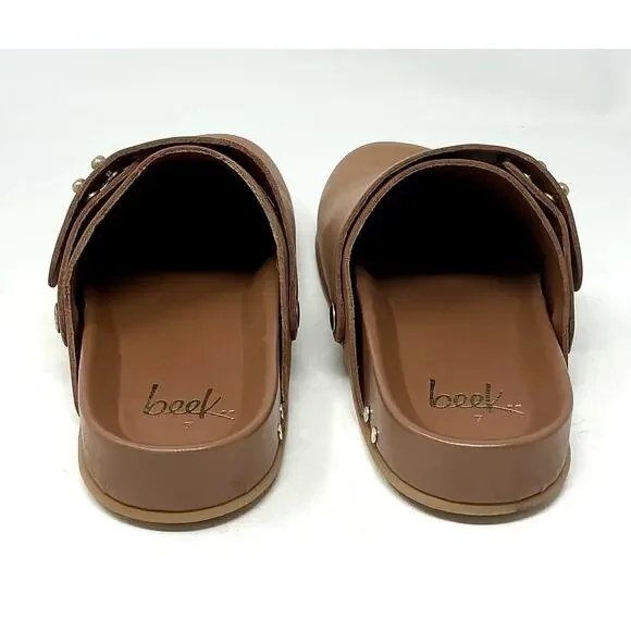 Beek Brant Leather Tan Brown Mules Clogs NIB - Picture 5 of 11